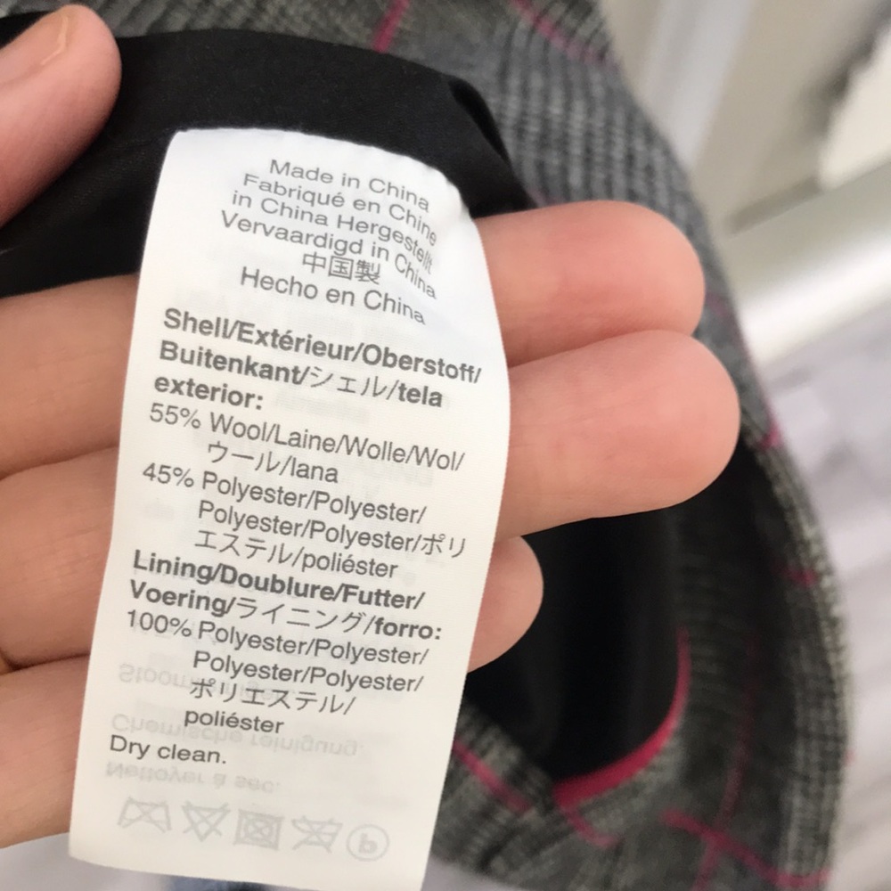 J Crew Glen Plaid Topcoat Wool Black Ivory Plum Size 4 - Picture 14 of 16